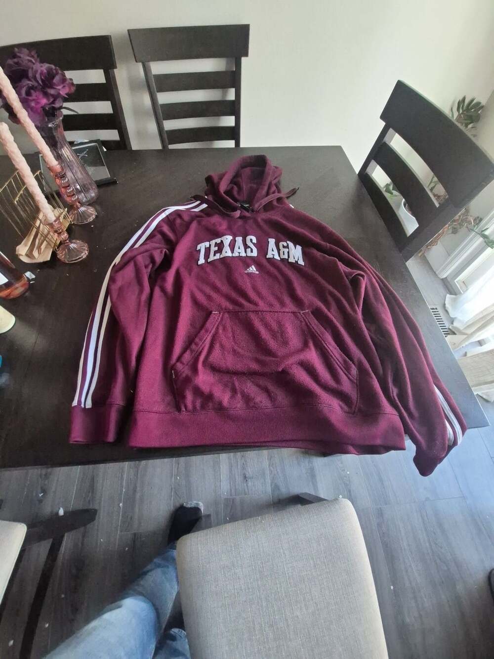 Adidas Texas A&M Hoodie Size L Maroon Fleece Pullover